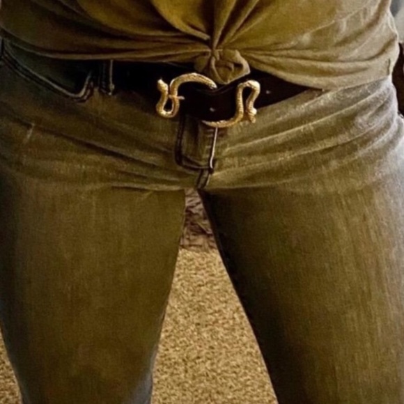 Vintage Leather Snake buckle belt *NEW* - Picture 3 of 6